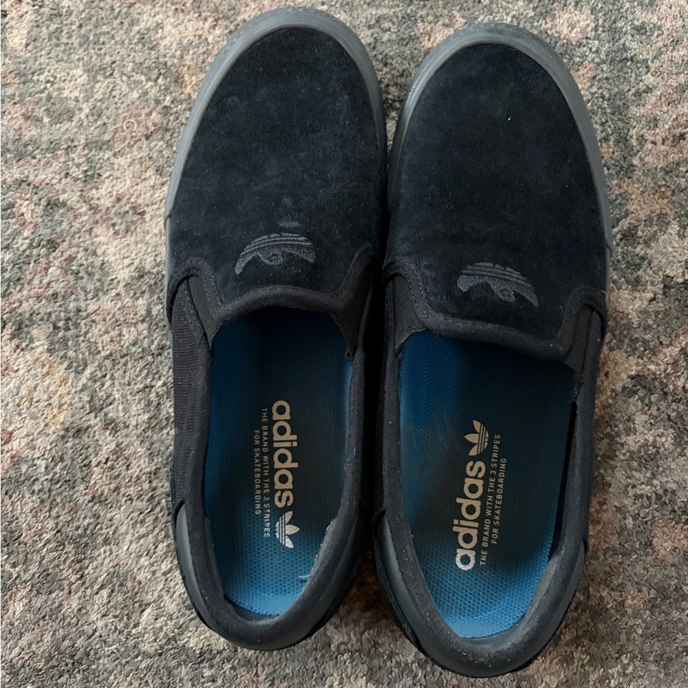 Adidas Men's Black Slip-On Sneakers with Blue Insole